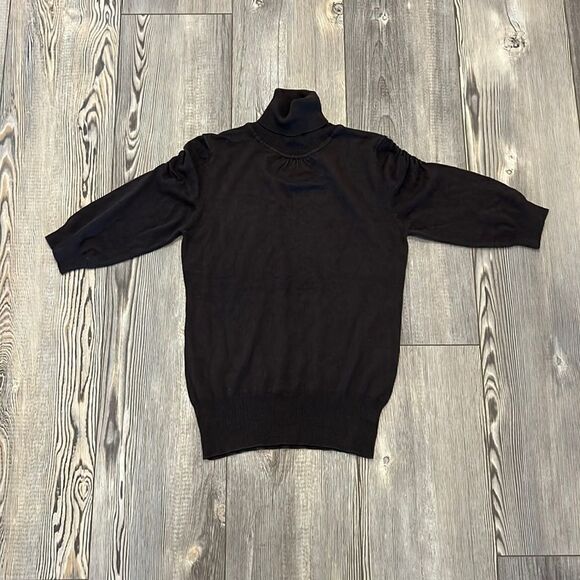 Montana Company Brown Turtleneck Ruched Shoulder Sweater - Picture 1 of 6
